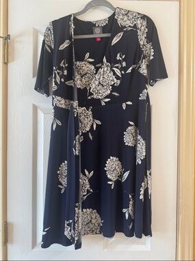 Classic Floral Wrap Dress - Black & White